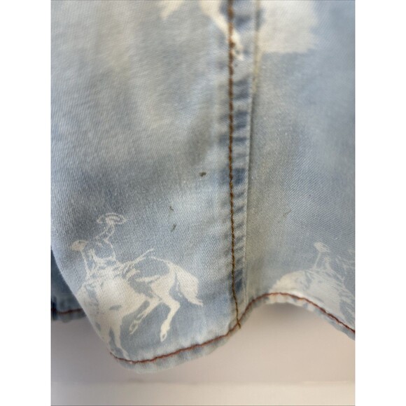 Ryan Michael Womens Light Denim Bucking Horse Print Snap Front Shirt XXL. Rare - Picture 7 of 11